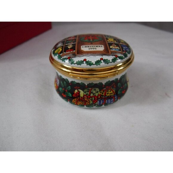Enamel Box, Halcyon Days, Christmas 1991, Snuff Box, Pill Box, Jewelry box, - Picture 4 of 6